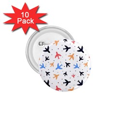 Airplane Pattern Plane Aircraft Fabric Style Simple Seamless 1 75  Buttons (10 Pack) by Bedest