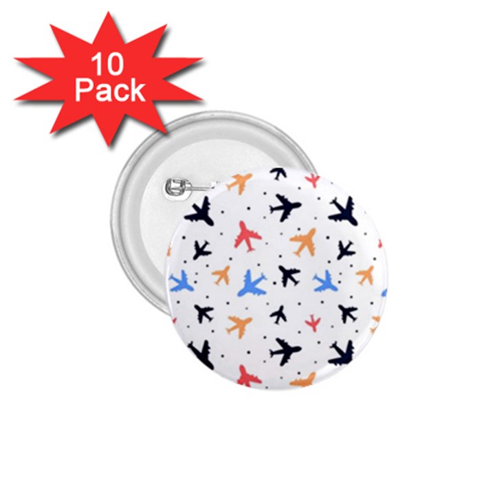 Airplane Pattern Plane Aircraft Fabric Style Simple Seamless 1.75  Buttons (10 pack)