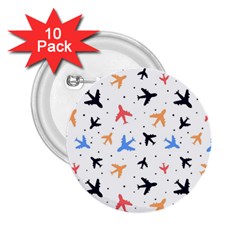 Airplane Pattern Plane Aircraft Fabric Style Simple Seamless 2 25  Buttons (10 Pack)  by Bedest