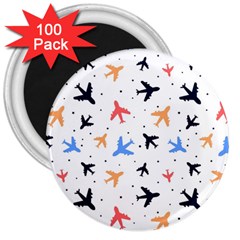 Airplane Pattern Plane Aircraft Fabric Style Simple Seamless 3  Magnets (100 Pack) by Bedest