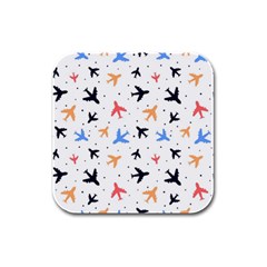 Airplane Pattern Plane Aircraft Fabric Style Simple Seamless Rubber Square Coaster (4 Pack) by Bedest