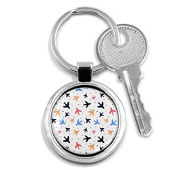 Airplane Pattern Plane Aircraft Fabric Style Simple Seamless Key Chain (round) by Bedest