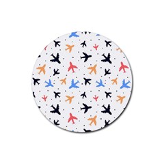 Airplane Pattern Plane Aircraft Fabric Style Simple Seamless Rubber Coaster (round) by Bedest