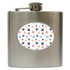 Airplane Pattern Plane Aircraft Fabric Style Simple Seamless Hip Flask (6 Oz) by Bedest