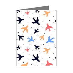 Airplane Pattern Plane Aircraft Fabric Style Simple Seamless Mini Greeting Card by Bedest