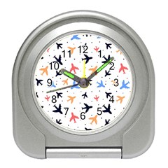 Airplane Pattern Plane Aircraft Fabric Style Simple Seamless Travel Alarm Clock by Bedest