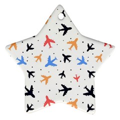 Airplane Pattern Plane Aircraft Fabric Style Simple Seamless Star Ornament (two Sides)