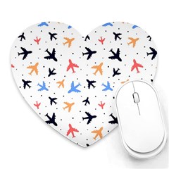 Airplane Pattern Plane Aircraft Fabric Style Simple Seamless Heart Mousepad by Bedest