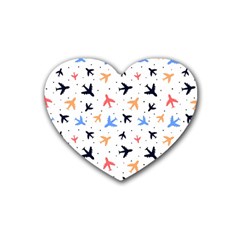 Airplane Pattern Plane Aircraft Fabric Style Simple Seamless Rubber Coaster (heart) by Bedest