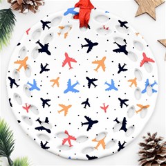 Airplane Pattern Plane Aircraft Fabric Style Simple Seamless Ornament (round Filigree) by Bedest