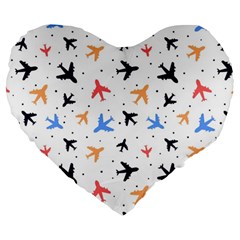 Airplane Pattern Plane Aircraft Fabric Style Simple Seamless Large 19  Premium Heart Shape Cushions by Bedest