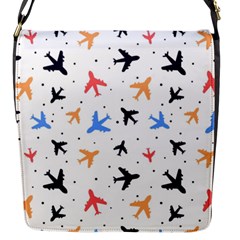 Airplane Pattern Plane Aircraft Fabric Style Simple Seamless Flap Closure Messenger Bag (s) by Bedest