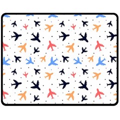 Airplane Pattern Plane Aircraft Fabric Style Simple Seamless Two Sides Fleece Blanket (medium) by Bedest