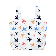 Airplane Pattern Plane Aircraft Fabric Style Simple Seamless Full Print Recycle Bag (m) by Bedest