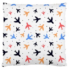 Airplane Pattern Plane Aircraft Fabric Style Simple Seamless Standard Premium Plush Fleece Cushion Case (two Sides) by Bedest