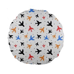 Airplane Pattern Plane Aircraft Fabric Style Simple Seamless Standard 15  Premium Flano Round Cushions by Bedest