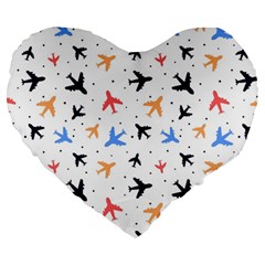 Airplane Pattern Plane Aircraft Fabric Style Simple Seamless Large 19  Premium Flano Heart Shape Cushions by Bedest