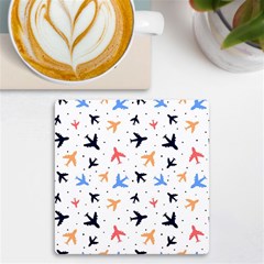 Airplane Pattern Plane Aircraft Fabric Style Simple Seamless Uv Print Square Tile Coaster  by Bedest