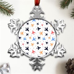 Airplane Pattern Plane Aircraft Fabric Style Simple Seamless Metal Small Snowflake Ornament by Bedest