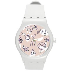 Abstract Leaf Nature Natural Beautiful Summer Pattern Round Plastic Sport Watch (m)