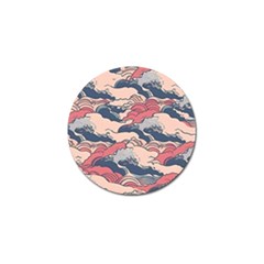 Waves Ocean Sea Water Pattern Rough Seas Digital Art Nature Nautical Golf Ball Marker (4 Pack) by Bedest