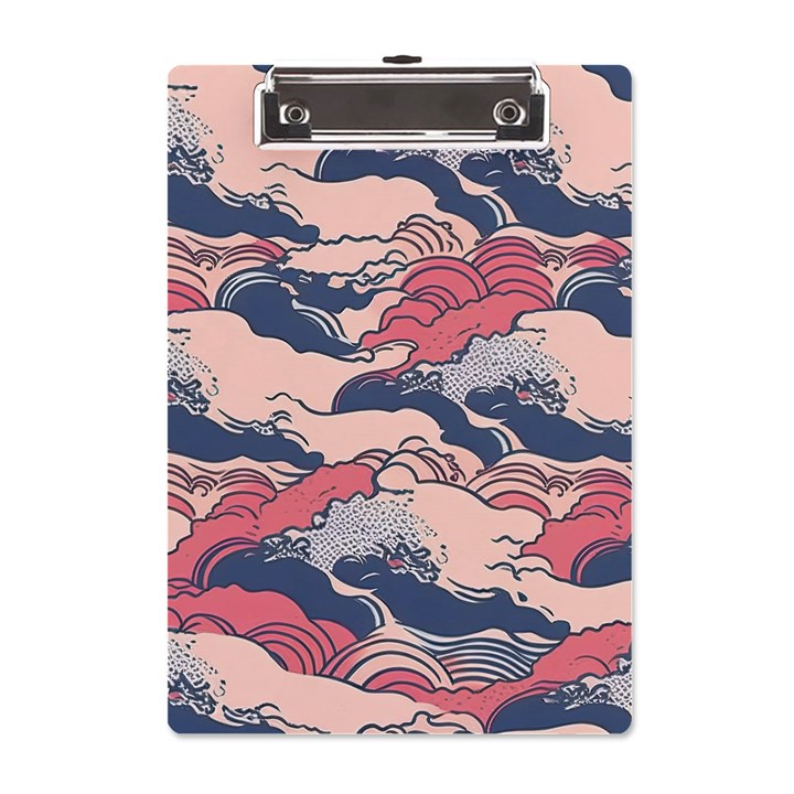 Waves Ocean Sea Water Pattern Rough Seas Digital Art Nature Nautical A5 Acrylic Clipboard