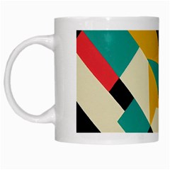 Geometric Pattern Retro Colorful Abstract White Mug by Bedest