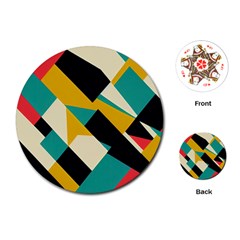 Geometric Pattern Retro Colorful Abstract Playing Cards Single Design (round) by Bedest