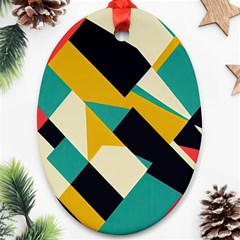 Geometric Pattern Retro Colorful Abstract Oval Ornament (two Sides) by Bedest