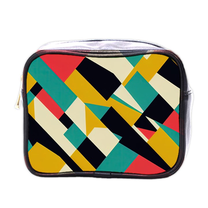 Geometric Pattern Retro Colorful Abstract Mini Toiletries Bag (One Side)