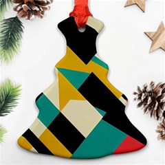 Geometric Pattern Retro Colorful Abstract Christmas Tree Ornament (two Sides) by Bedest