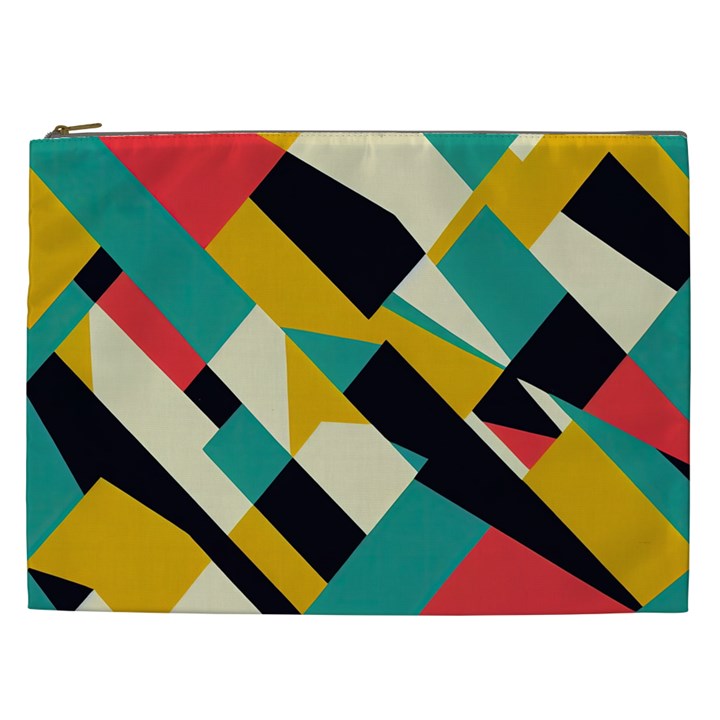 Geometric Pattern Retro Colorful Abstract Cosmetic Bag (XXL)