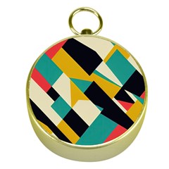 Geometric Pattern Retro Colorful Abstract Gold Compasses by Bedest