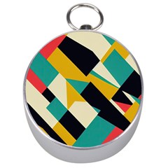 Geometric Pattern Retro Colorful Abstract Silver Compasses by Bedest