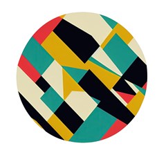 Geometric Pattern Retro Colorful Abstract Mini Round Pill Box by Bedest