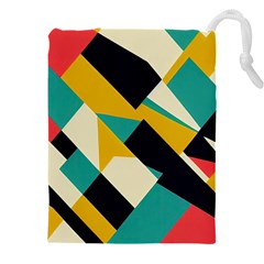 Geometric Pattern Retro Colorful Abstract Drawstring Pouch (5xl) by Bedest