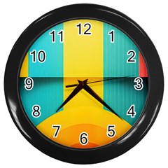 Colorful Rainbow Pattern Digital Art Abstract Minimalist Minimalism Wall Clock (black) by Bedest