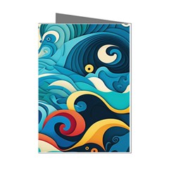 Waves Ocean Sea Abstract Whimsical Abstract Art Pattern Abstract Pattern Water Nature Moon Full Moon Mini Greeting Cards (Pkg of 8)