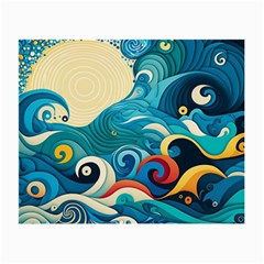 Waves Ocean Sea Abstract Whimsical Abstract Art Pattern Abstract Pattern Water Nature Moon Full Moon Small Glasses Cloth