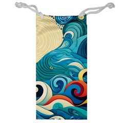 Waves Ocean Sea Abstract Whimsical Abstract Art Pattern Abstract Pattern Water Nature Moon Full Moon Jewelry Bag