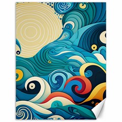 Waves Ocean Sea Abstract Whimsical Abstract Art Pattern Abstract Pattern Water Nature Moon Full Moon Canvas 12  x 16 