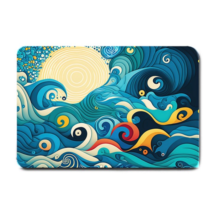 Waves Ocean Sea Abstract Whimsical Abstract Art Pattern Abstract Pattern Water Nature Moon Full Moon Small Doormat