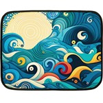 Waves Ocean Sea Abstract Whimsical Abstract Art Pattern Abstract Pattern Water Nature Moon Full Moon Fleece Blanket (Mini) 35 x27  Blanket