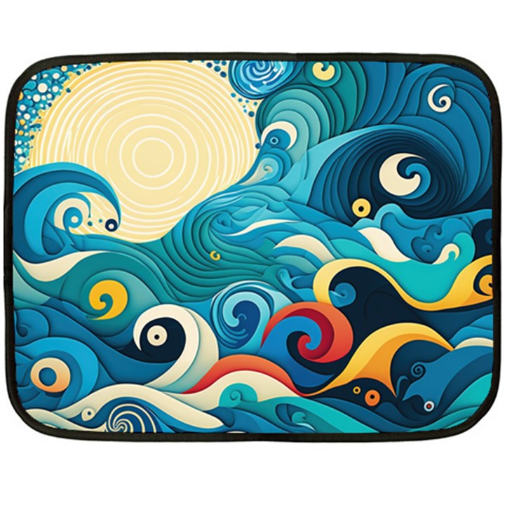 Waves Ocean Sea Abstract Whimsical Abstract Art Pattern Abstract Pattern Water Nature Moon Full Moon Fleece Blanket (Mini)