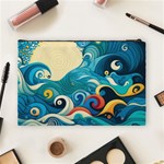 Waves Ocean Sea Abstract Whimsical Abstract Art Pattern Abstract Pattern Water Nature Moon Full Moon Cosmetic Bag (Large) Back