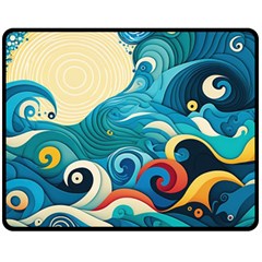 Waves Ocean Sea Abstract Whimsical Abstract Art Pattern Abstract Pattern Water Nature Moon Full Moon Fleece Blanket (Medium)