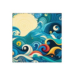 Waves Ocean Sea Abstract Whimsical Abstract Art Pattern Abstract Pattern Water Nature Moon Full Moon Satin Bandana Scarf 22  x 22 