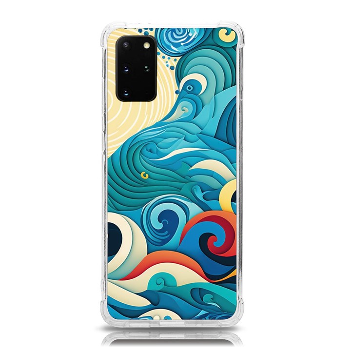 Waves Ocean Sea Abstract Whimsical Abstract Art Pattern Abstract Pattern Water Nature Moon Full Moon Samsung Galaxy S20Plus 6.7 Inch TPU UV Case