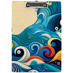 Waves Ocean Sea Abstract Whimsical Abstract Art Pattern Abstract Pattern Water Nature Moon Full Moon A4 Acrylic Clipboard