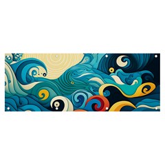 Waves Ocean Sea Abstract Whimsical Abstract Art Pattern Abstract Pattern Water Nature Moon Full Moon Banner and Sign 8  x 3 